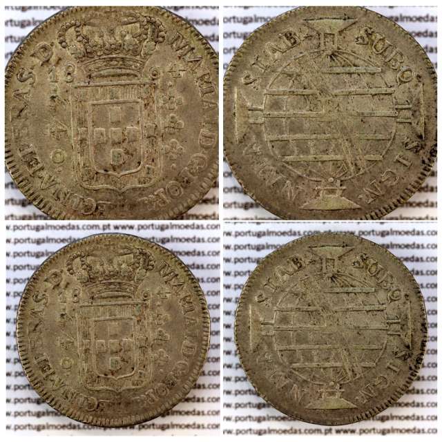 640 réis prata 1804 D. Maria I, Brasil, duas Patacas prata 1804, "B" Bahia, World Coins Brasil KM 231.2