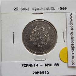 Roménia 25 Bani 1960 Aço-níquel, World Coins Romania KM 88, coin of 25 bani 1960 Nickel clad steel