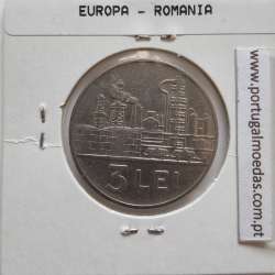 Roménia 3 Lei 1963 Aço-níquel, World Coins Romania KM 91, coin of 3 lei 1963 Nickel clad steel