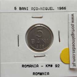 Roménia 5 Bani 1966 Aço-níquel, World Coins Romania KM 92, coin of 5 bani 1966 Nickel clad steel