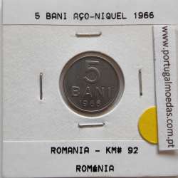 Roménia 5 Bani 1966 Aço-níquel, World Coins Romania KM 92, coin of 5 bani 1966 Nickel clad steel
