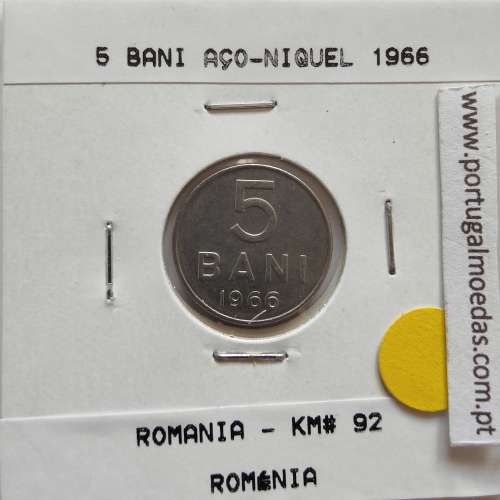 Roménia 5 Bani 1966 Aço-níquel, World Coins Romania KM 92, coin of 5 bani 1966 Aço-nickel