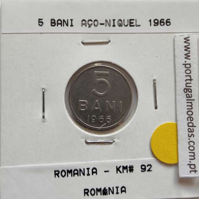 Roménia 5 Bani 1966 Aço-níquel, World Coins Romania KM 92, coin of 5 bani 1966 Aço-nickel