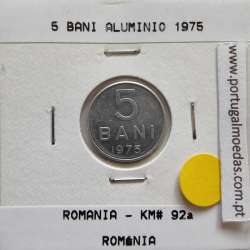 Roménia 5 Bani 1975 Alumínio, World Coins Romania KM 92, coin of 5 bani 1975 Aluminium