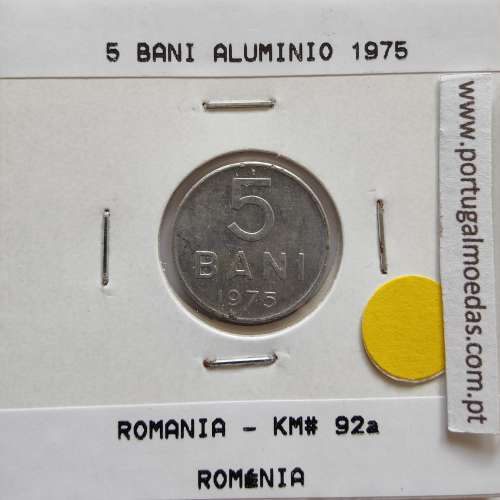 Roménia 5 Bani 1975 Alumínio, World Coins Romania KM 92, coin of 5 bani 1975 Aluminium
