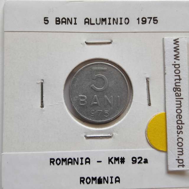 Roménia 5 Bani 1975 Alumínio, World Coins Romania KM 92, coin of 5 bani 1975 Aluminium