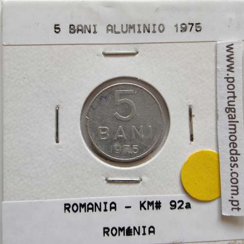 Roménia 5 Bani 1975 Alumínio, World Coins Romania KM 92, coin of 5 bani 1975 Aluminium