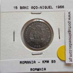 Roménia 15 Bani 1966 Aço-níquel, World Coins Romania KM 93, coin of 15 bani 1966 Nickel clad steel