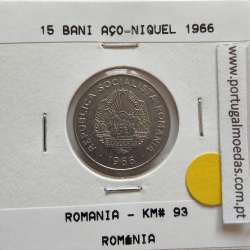 Roménia 15 Bani 1966 Aço-níquel, World Coins Romania KM 93, coin of 15 bani 1966 Nickel clad steel