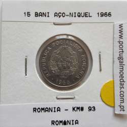 Roménia 15 Bani 1966 Aço-níquel, World Coins Romania KM 93, coin of 15 bani 1966 Nickel clad steel