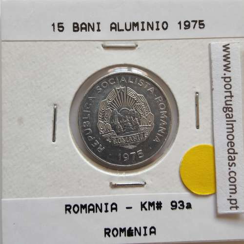 Roménia 15 Bani 1975 Alumínio, World Coins Romania KM 93, coin of 15 bani 1975 Aluminium