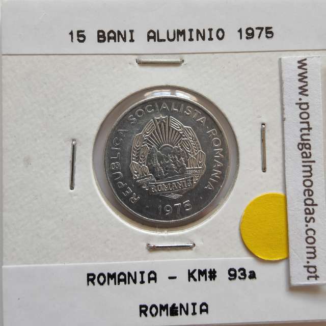 Roménia 15 Bani 1975 Alumínio, World Coins Romania KM 93, coin of 15 bani 1975 Aluminium