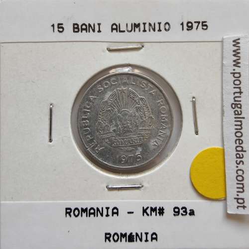 Roménia 15 Bani 1975 Alumínio, World Coins Romania KM 93, coin of 15 bani 1975 Aluminium
