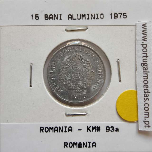 Roménia 15 Bani 1975 Alumínio, World Coins Romania KM 93, coin of 15 bani 1975 Aluminium