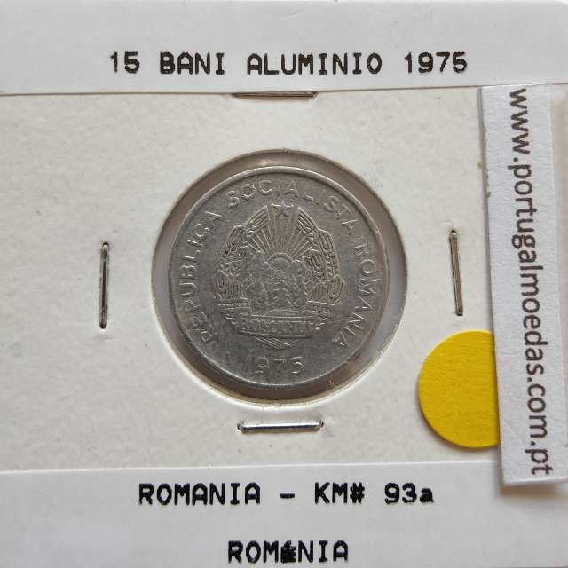 Roménia 15 Bani 1975 Alumínio, World Coins Romania KM 93, coin of 15 bani 1975 Aluminium