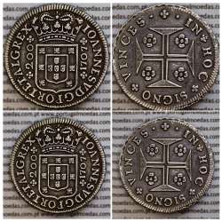 Portugal, silver coin of 12 Vinténs (240 Réis), dated 1707,  Lisbon mint, World Coins Portugal KM181, scarce in high grade