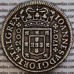 Portugal, silver coin of 12 Vinténs (240 Réis), dated 1707,  Lisbon mint, World Coins Portugal KM181, scarce in high grade 4