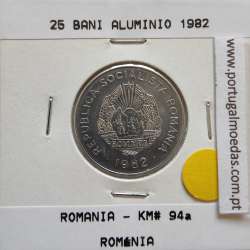 Roménia 25 Bani 1982 Alumínio, World Coins Romania KM 94, coin of 25 bani 1982 Aluminium