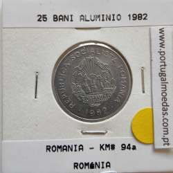 Roménia 25 Bani 1982 Alumínio, World Coins Romania KM 94, coin of 25 bani 1982 Aluminium
