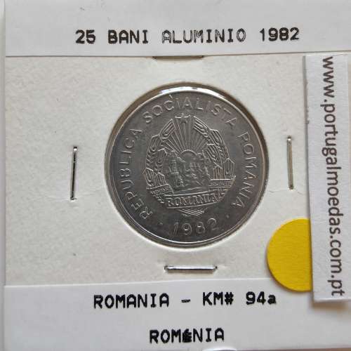 Roménia 25 Bani 1982 Alumínio, World Coins Romania KM 94, coin of 25 bani 1982 Aluminium