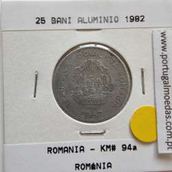 Roménia 25 Bani 1982 Alumínio, World Coins Romania KM 94, coin of 25 bani 1982 Aluminium