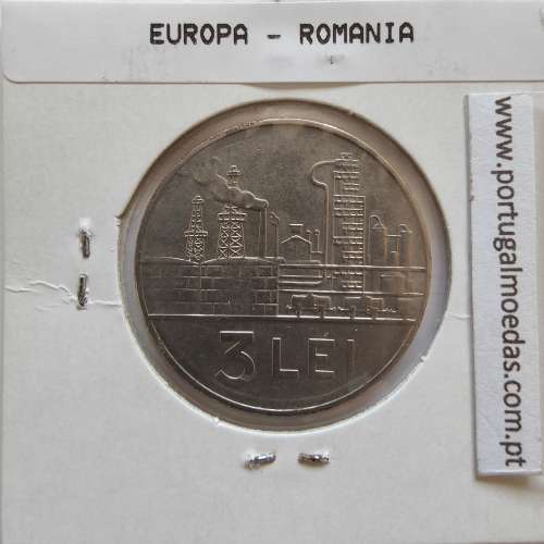 Roménia 3 Lei 1966 Aço-níquel, World Coins Romania KM 96, coin of 1 lei 1966 Nickel clad steel