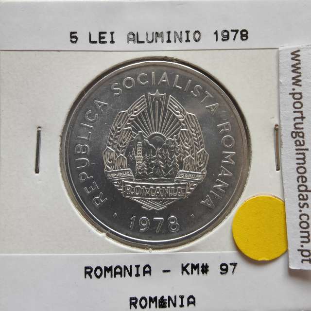 Roménia 5 Lei 1978 Alumínio, World Coins Romania KM 97, coin of 5 lei 1978 Aluminium