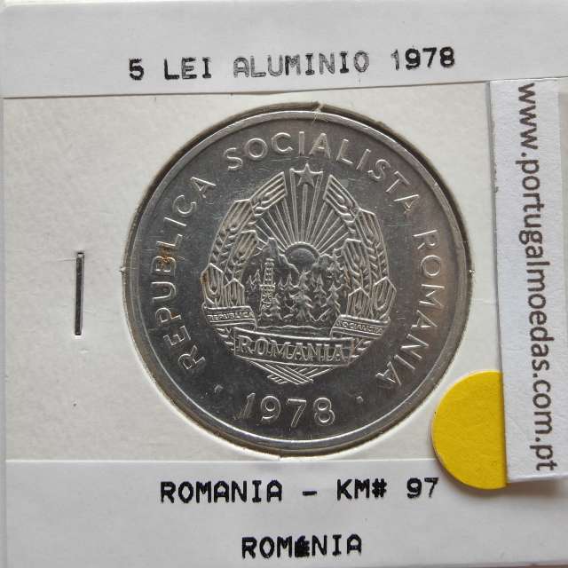 Roménia 5 Lei 1978 Alumínio, World Coins Romania KM 97, coin of 5 lei 1978 Aluminium