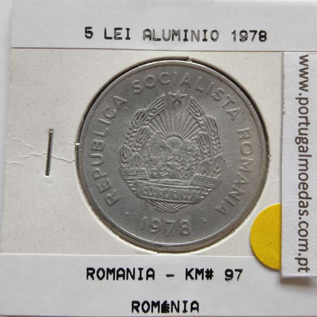 Roménia 5 Lei 1978 Alumínio, World Coins Romania KM 97, coin of 5 lei 1978 Aluminium
