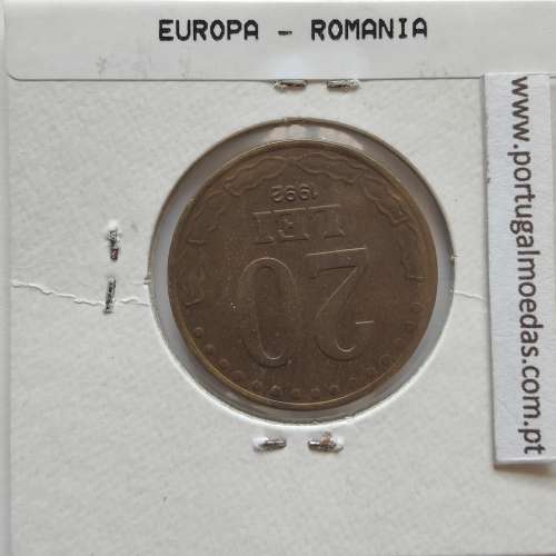 Roménia 20 Lei 1991 Aço-latão, World Coins Romania KM 109, coin of 20 lei 1991 Brass plated steel