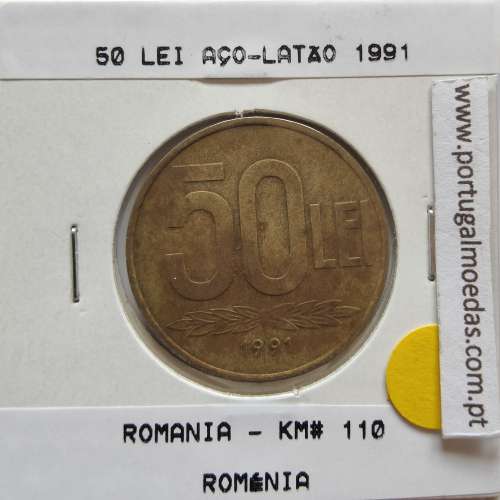 Roménia 50 Lei 1991 Aço-latão, World Coins Romania KM 110, coin of 50 lei 1991 Brass plated steel