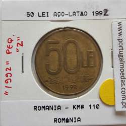 Roménia 50 Lei 1992 Aço-latão, World Coins Romania KM 110, coin of 50 lei 1992 Brass plated steel