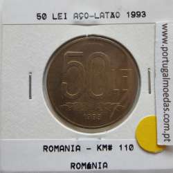 Roménia 50 Lei 1993 Aço-latão, World Coins Romania KM 110, coin of 50 lei 1993 Brass plated steel