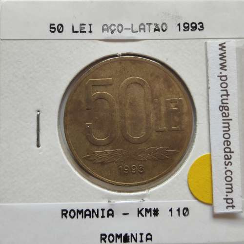 Roménia 50 Lei 1993 Aço-latão, World Coins Romania KM 110, coin of 50 lei 1993 Brass plated steel