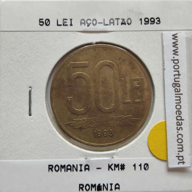 Roménia 50 Lei 1993 Aço-latão, World Coins Romania KM 110, coin of 50 lei 1993 Brass plated steel