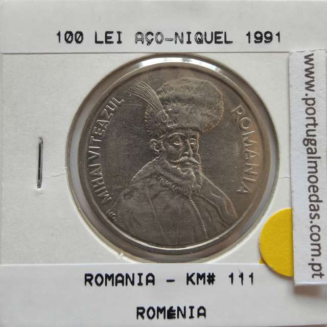 Roménia 100 Lei 1991 Aço- Níquel, World Coins Romania KM 111, coin of 100 lei 1991 Nickel plated steel