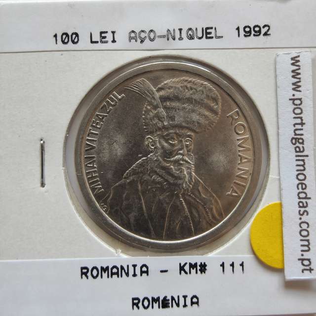 Roménia 100 Lei 1992 Aço- Níquel, World Coins Romania KM 111, coin of 100 lei 1992 Nickel plated steel