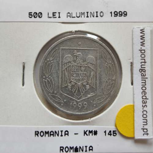 Roménia 500 Lei 1999 Alumínio, World Coins Romania KM 145, coin of 500 lei 1999 Aluminium