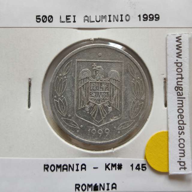 Roménia 500 Lei 1999 Alumínio, World Coins Romania KM 145, coin of 500 lei 1999 Aluminium