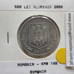 Roménia 500 Lei 2000 Alumínio, World Coins Romania KM 145, coin of 500 lei 2000 Aluminium