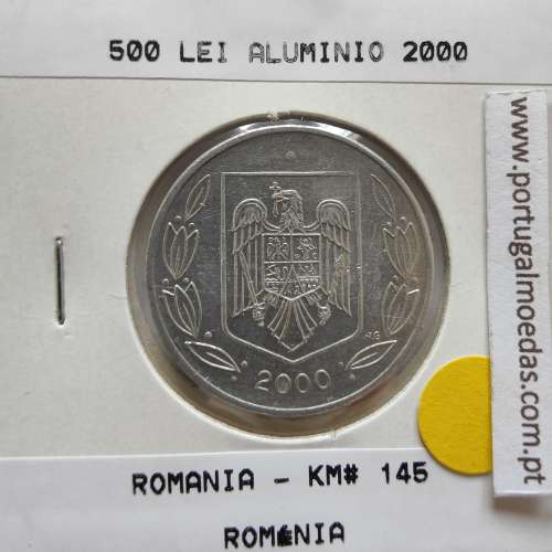 Roménia 500 Lei 2000 Alumínio, World Coins Romania KM 145, coin of 500 lei 2000 Aluminium