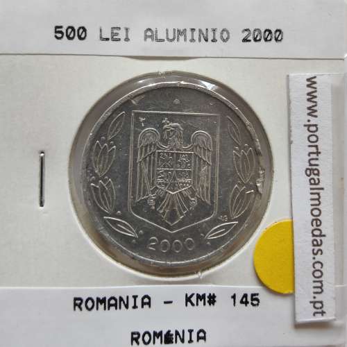 Roménia 500 Lei 2000 Alumínio, World Coins Romania KM 145, coin of 500 lei 2000 Aluminium