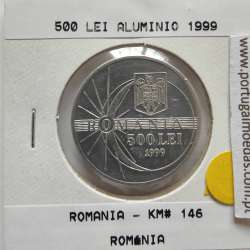 Roménia 500 Lei 1999 Alumínio, World Coins Romania KM 146, coin of 500 lei 1999 Aluminium