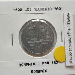Roménia 1000 Lei 2001 Alumínio, World Coins Romania KM 153, coin of 1000 lei 2001 Aluminium