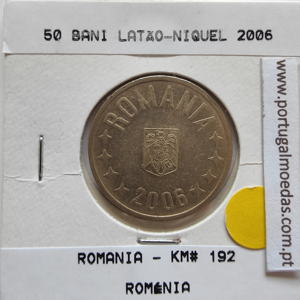 Roménia 50 Bani 2006 Latão-níquel, World Coins Romania KM 192, coin of 50 bani 2006 Nickel brass