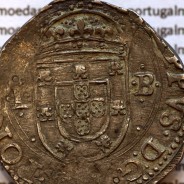 Tostão Prata de D. Filipe II 1598-1621, Muito Rara, Única moeda conhecida com Reverso Cruz cercada por 12 pontos separados
