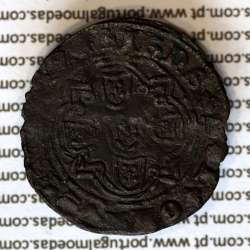 Real de Dez Soldos em bolhão de D. João I (1385-1433), "P" Aberto, sem Sinal oculto, Reverso sem letra monetária