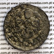 Real Branco em bolhão de D. João I (1385-1433), "L" Lisboa, sem Sinal oculto, ✚ADIVTORIVm✿nOSTRVm✿QVI✿F€CIT✿C€LVm✿€T€RA✿