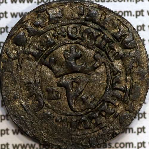 Real Branco em bolhão de D. João I (1385-1433), "L" Lisboa, sem Sinal oculto, ✚ADIVTORIVm❁nOSTRVm❁QVI❁F€CIT❁C€LVm❁€T€RA❁