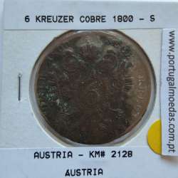 Áustria 6 Kreutzer 1800-S cobre, World Coins Áustria  KM 2128, coin of 3 Kreutzer 1800 Copper